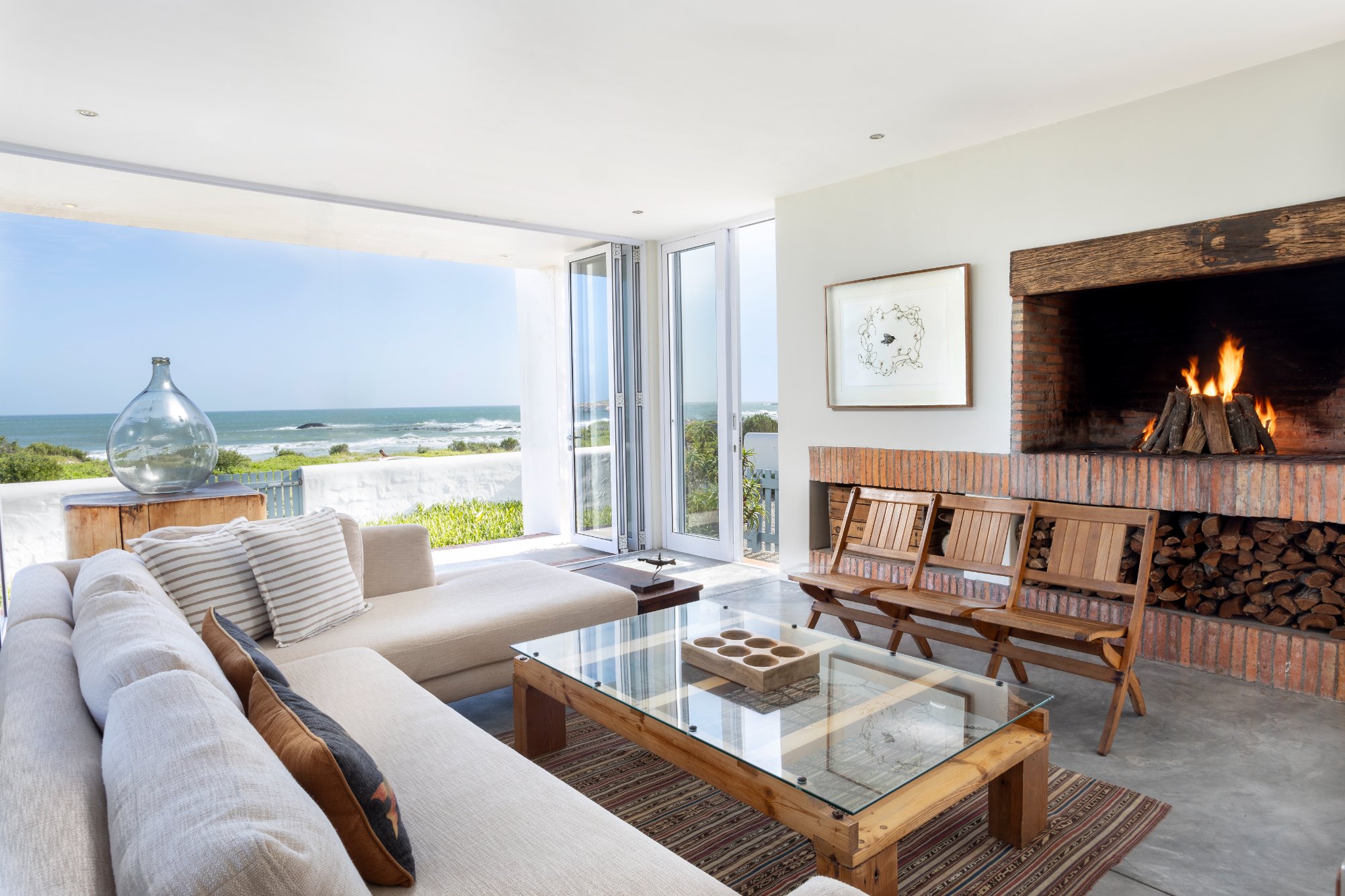 Living area with fireplace